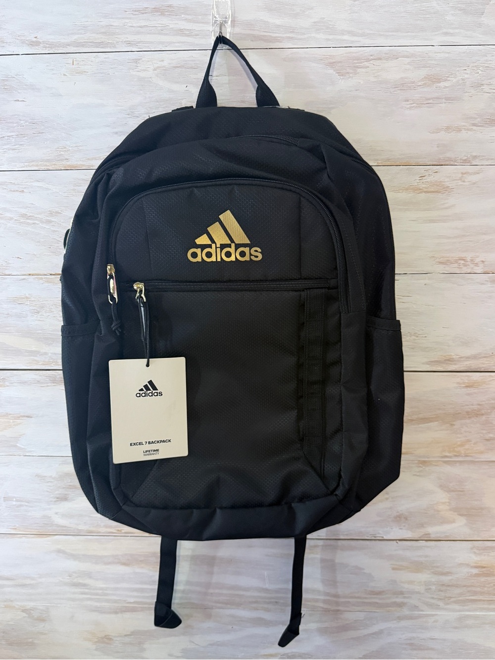 NWT Adidas Excel 7 Backpack Black Gold Metallic Laptop Unisex One Size OSFA